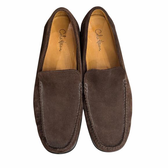 Cole Haan Suede Loafer Shoes Mens 11.5 Brown Leather Moc Toe Classic Comfort - Picture 3 of 14